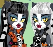 Играть онлайн в Monster High Werecat Sisters Dress-Up онлайн игра Monster High Werecat Sisters Dress-Up